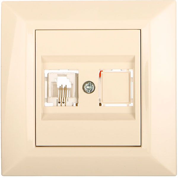 Розетка телефонная UP! (Underprice) Vesta без потери сигнала кремовый