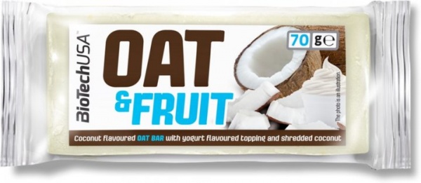 Протеїновий батончик BioTechUSA Oat and fruits bar Кокос в йогурті 70 г