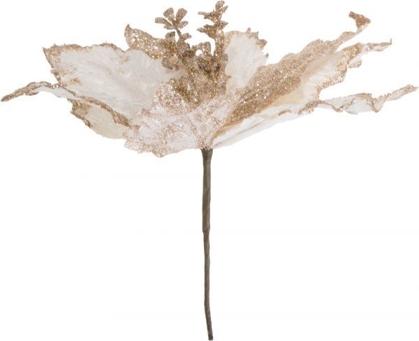 Декорация новогодняя Цветок пуансеттия 26 см золотистая EYF14-511-4V 