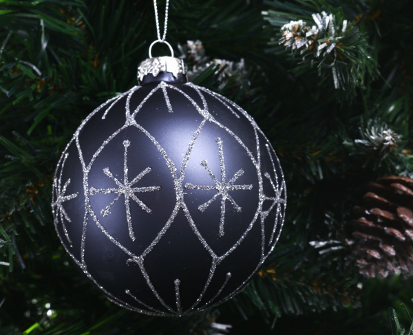 Ялинкова іграшка у формі кулі блакитна 8 см ACT405160 