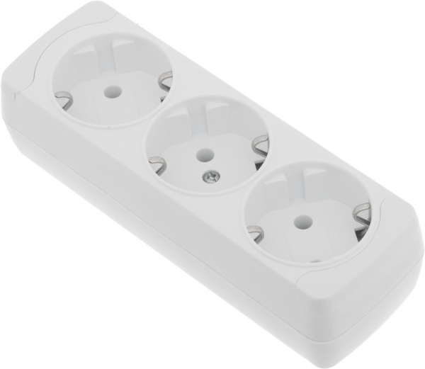 Колодка Gunsan с заземлением 3 гн. белый 3 гн. з зазем. 