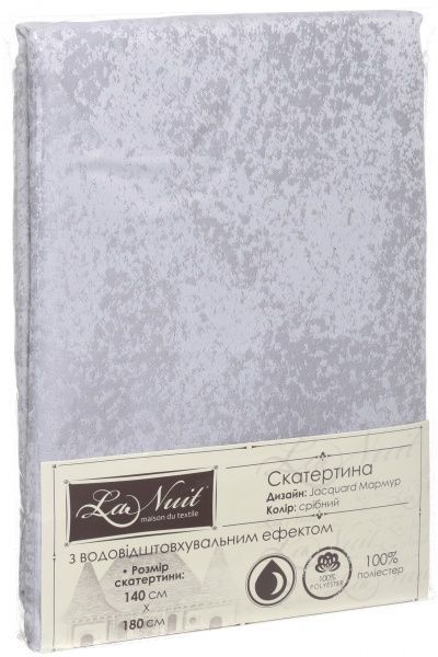 Скатерть Jacquard Мрамор 140x180 см серебряный La Nuit 