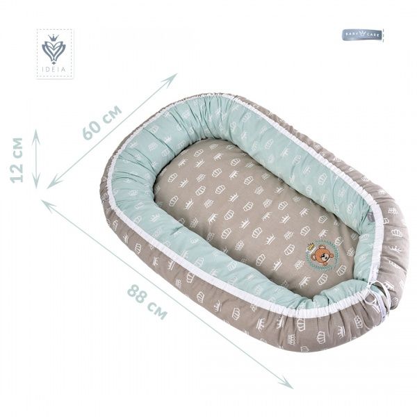 Подушка IDEIA Кокон для младенца + ортопедическая подушка 25х21 см мятно-бежевый 8000031558 