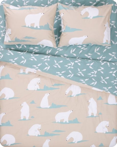 Комплект постельного белья Polar bears двуспальный разноцветный принт La Nuit 
