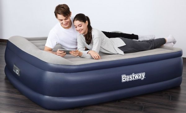 Матрац надувний Bestway Tritech Airbed Twin з вбудованим подвійним електронасосом 203х56 см сірий/синій