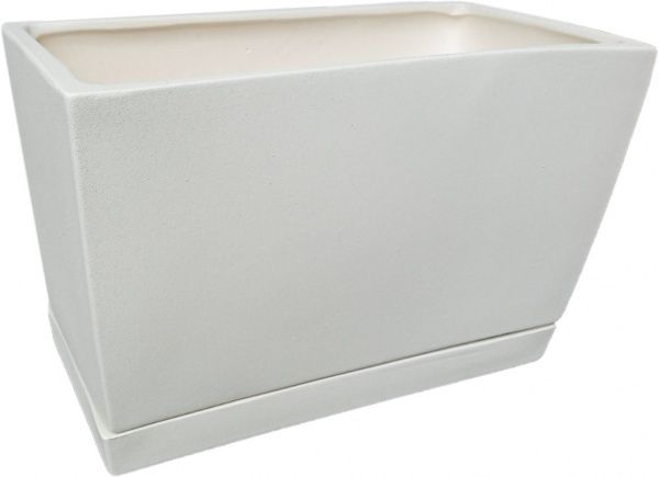 Горщик керамічний Larsan з піддоном вискоий прямокутний 6 л кремовий 