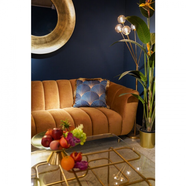 Подушка Листочки бахрома 45x45 см синий KARE Design 