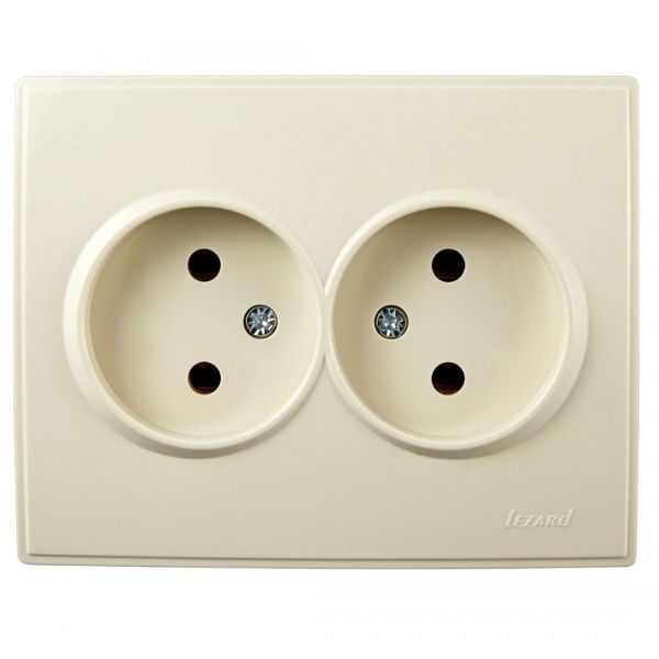 Розетка подвійна без заземлення Lezard Lesya без шторок без кришки кремовий 705-0303-128В