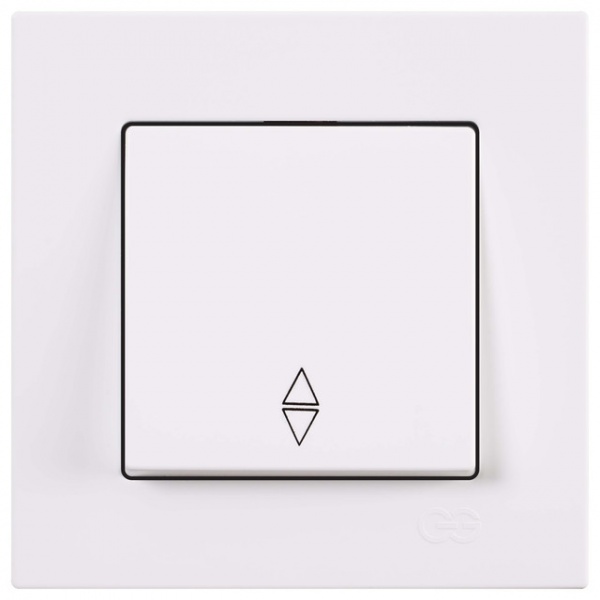 Выключатель проходной одноклавишный Gunsan Eqona без подсветки белый 01 40 11 00 100 107