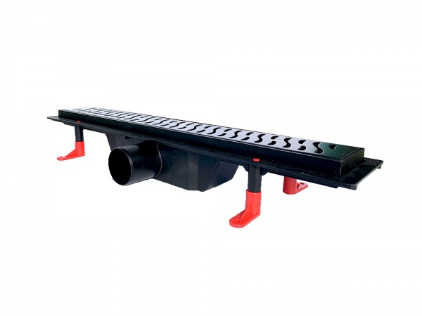 Душевой канал Styron STY-H-50-FF с черной решеткой 600 мм Гармония