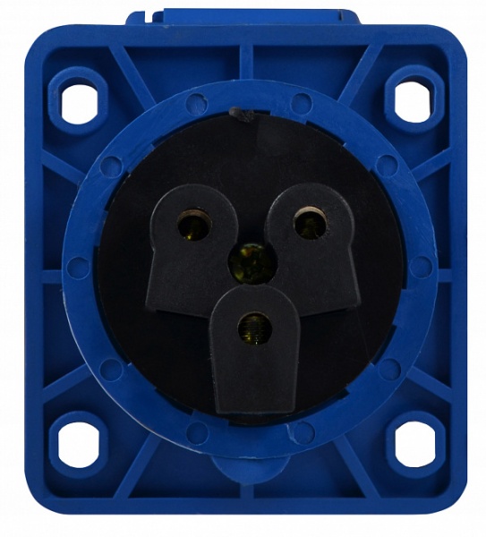 Розетка силовая врезная с заземлением АСКОУКРЕМ ГВ 16А/3 2Р+РЕ (413) синий
