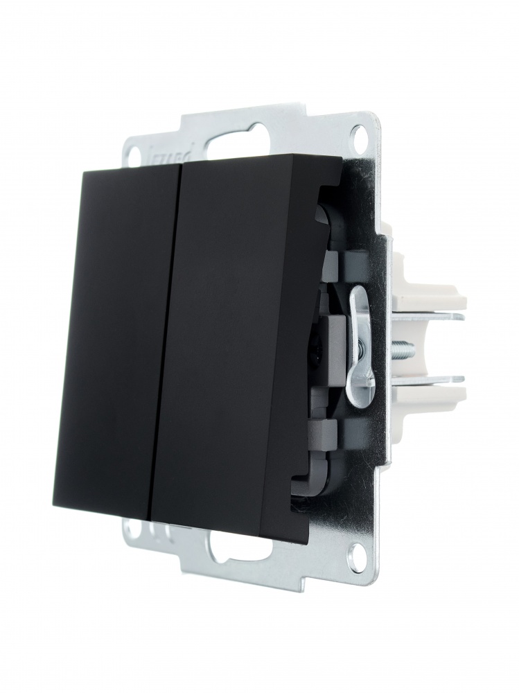 Выключатель двухклавишный Lezard Vesna без подсветки антрацит 742-4288-101