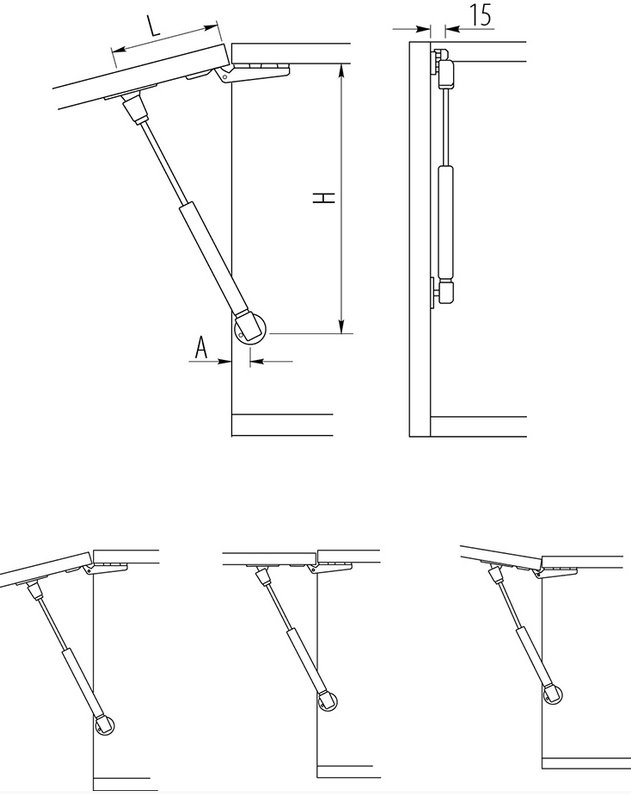 Амортизатор газовый GTV 60N для мебели верхний PD-G0060-N02 без доводчика