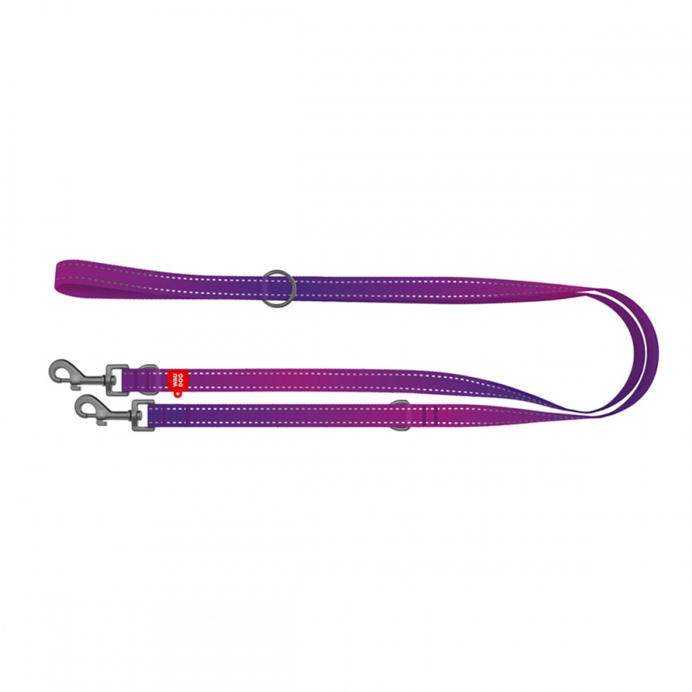 Повідець-перестібка Waudog Nylon Mono світловідбивний М Ш20 мм Д300 см фіолетовий