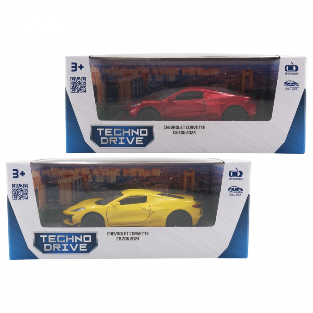 Автомодель TechnoDrive 1:40 Chevrolet Corvette C8 Z06 2024 red/yellow 250310