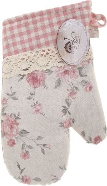 Рукавичка-прихватка Троянди 16x33 см рожевий в клітинку Прованс 