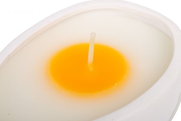 Свічка Яйце біле з золотим зайчиком 11,5х8,5х11,5 см Pako-If