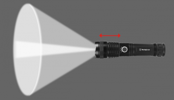 Светодиодный фонарик Westinghouse WF393-TB 20W LED c zoom-фокусом перезарядный черный