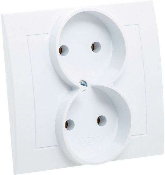 Розетка двойная без заземления Ospel Kier 16 А 250 В без шторок белый