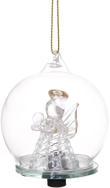 Ялинкова іграшка у формі кулі з підсвічуванням 6 см 