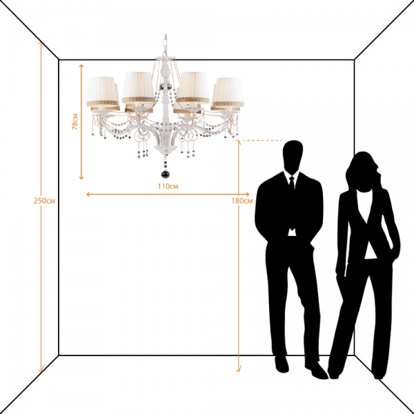 Люстра підвісна Arte Lamp Sierra 8x60 Вт E14 білий із золотистим A3071LM-8WG 