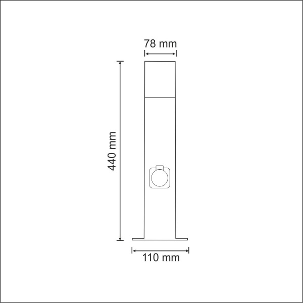Столбик Polux New York 44 см с розеткой E27 IP44 графит 