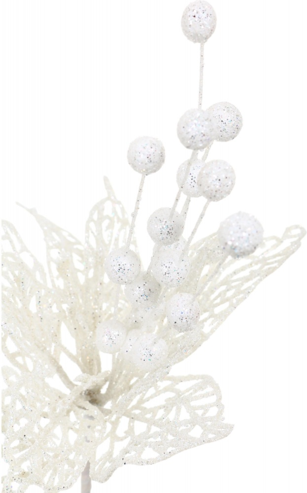 Декорация новогодняя цветок с длинными тычинками 17х27 см цвет в ассортименте