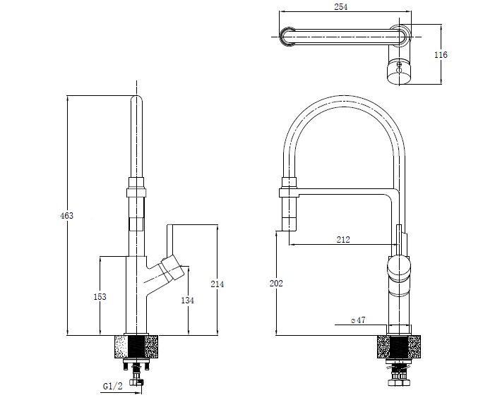 Змішувач для кухні Mixxen ALOFI хром-чорний з гнучким гусаком MXYA0780
