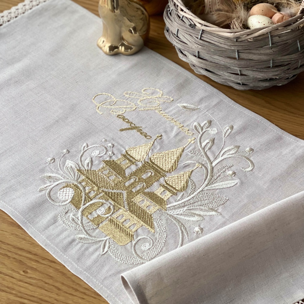 Рушник великодній 434-24/00 30x70 см Едельвіка бежевий