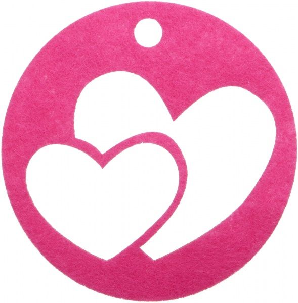 Декоративное изделие из фетра Сердца двух розовый, 125058 2 мм, 10 см