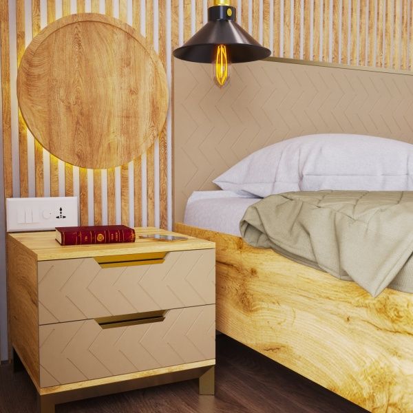 Тумба прикроватная Art in Head Swan 2ш каталонский желтый / дуб вотан 