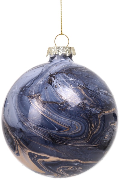Елочная игрушка в форме шара с мраморным рисунком 8 см 