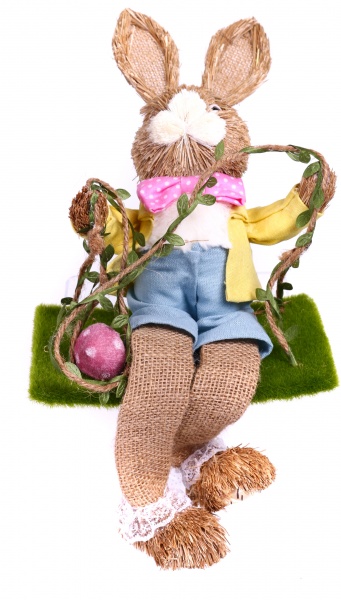 Декорация пасхальная Зайчик на качеле 50 см в ассортименте (Epi-LX19456-57)