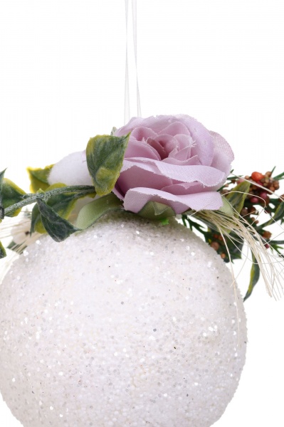 Декоративная подвеска Шар с декором 8 см белый HFW12