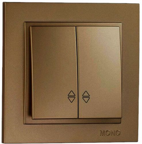 Выключатель проходной двухклавишный Mono Despina без подсветки 10 А 250В бронзовый 102-232323-111