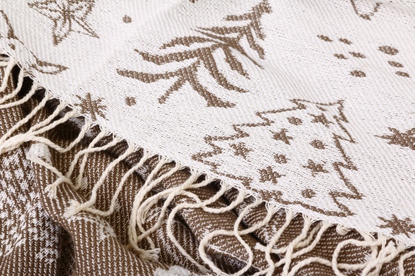 Плед дизайн 9 Різдвяна колекція 140x200 см білий із принтом Ярослав 