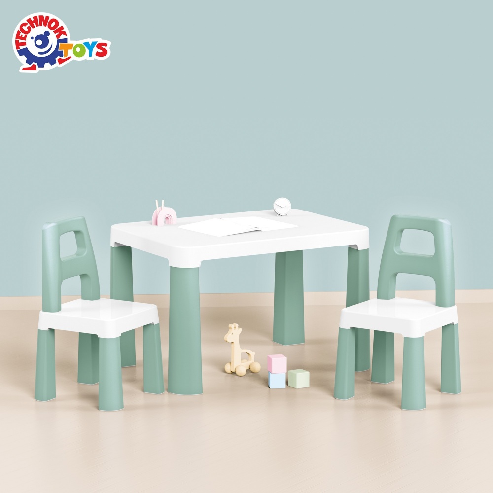 Набор ТехноК Детский стол с двумя стульями 0440 белый/ментоловый