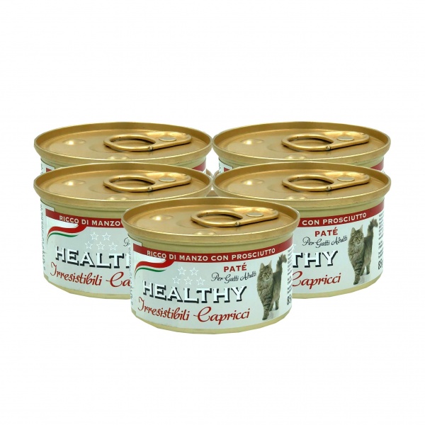 Корм для привередливых кошек Healthy Irr.Cap 4+1 говядина и ветчина 85 г