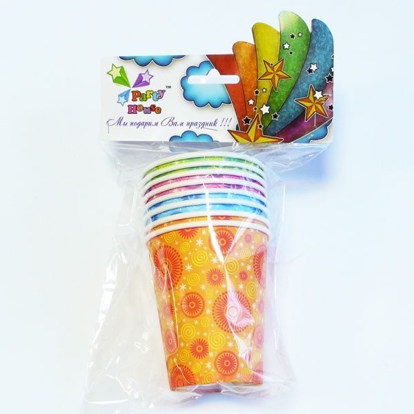 Стакан бумажный Party House разноцветный 8 шт.