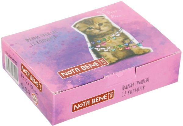 Фарба гуашева Cat рожевий 12 кольорів 10 мл Nota Bene