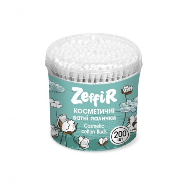Ватные палочки ZEFFIR 200 шт. (круглая)