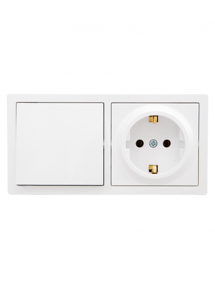 Розетка + выключатель одноклавишный Lezard LETO белый 752-0200-170BAP