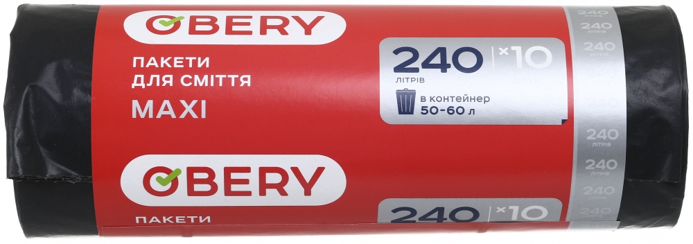 Мешки для бытового мусора OBERY MAXI стандартные 240 л 10 шт.