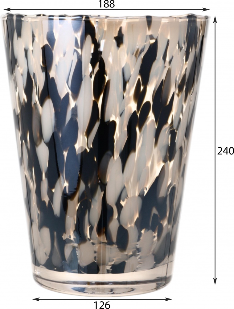 Ваза стеклянная Wrzesniak Glassworks Confetti 24 см черно-белая 27-1061D