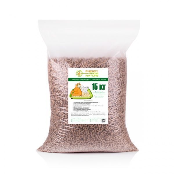 Наполнитель для кошачьего туалета Energy From Nature из ольхи и соломы 15 кг