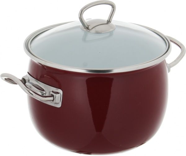 Каструля з кришкою сферична емальована 3,5 л Бордо Bella Vita