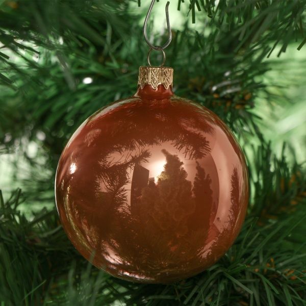 Куля скляна d80 однотонна червона глина