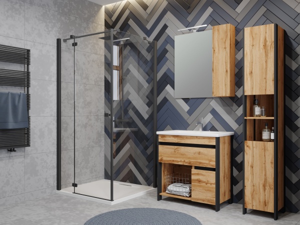 Пенал для ванной комнаты ЮВЕНТА Bronx BrxP-190 дуб вотан