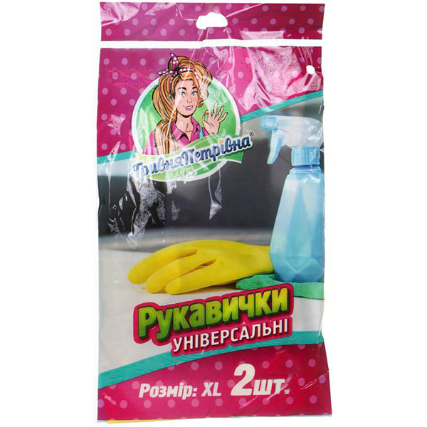 Перчатки бытовые универсальные Гривня Петрівна р.XL 1 пар/уп. желтые
