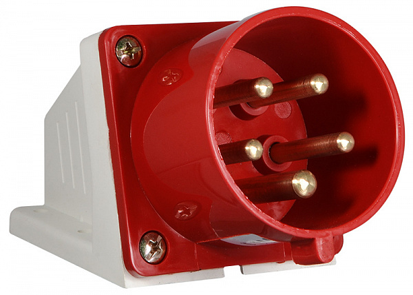 Вилка стационарная с заземлением АСКОУКРЕМ ВС 32А/5 3Р+N+РЕ (525) красно-белый